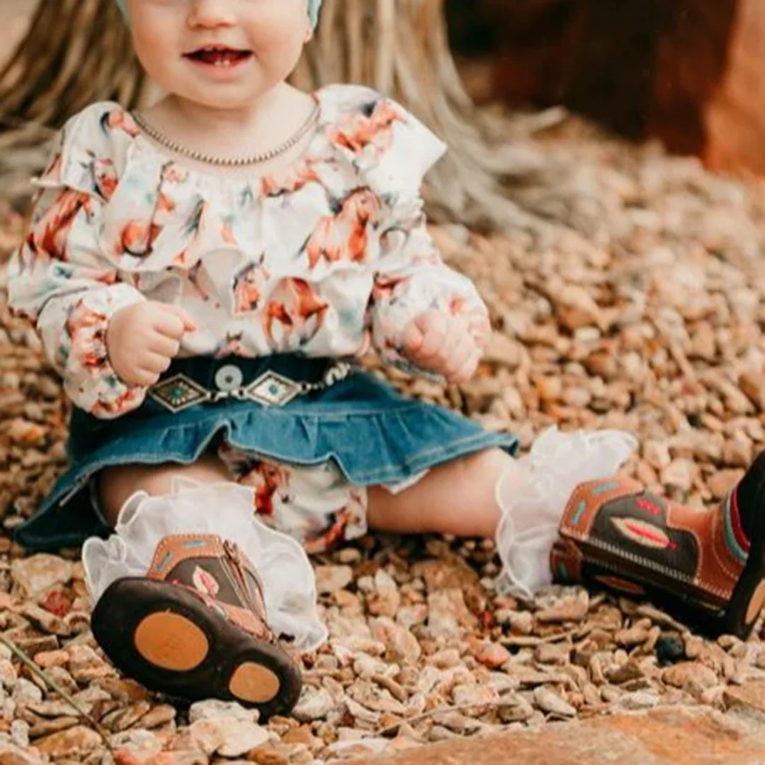 Shea Baby Baby Girls' Running Horse Long Sleeve Onesie