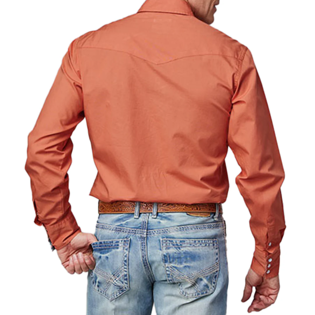 Roper Men's Solid Poplin Long Sleeve Snap Shirt