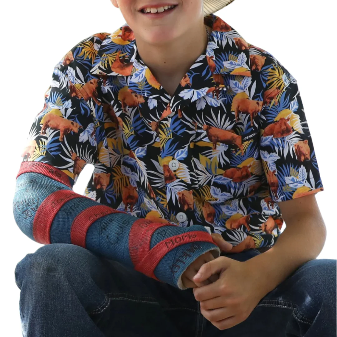 Cinch Boys' Aloha Angus Camp Short Sleeve Button Shirt