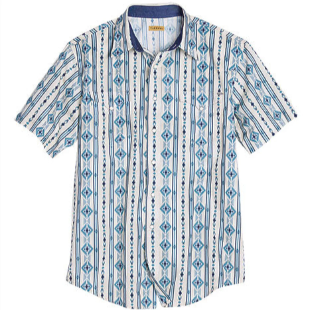Tin Haul Men's Aztec Print Short Sleeve Snap Shirt