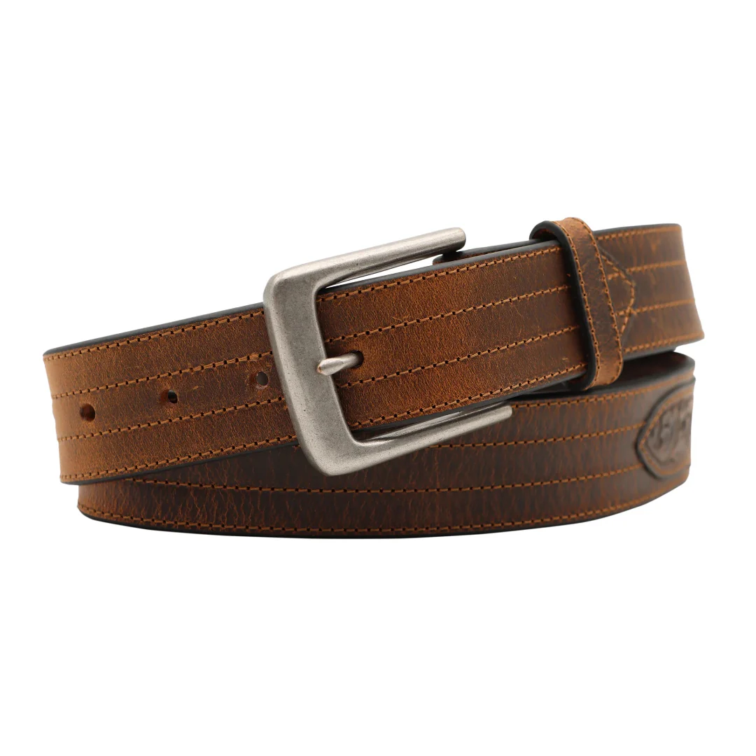 AndWest Men's Tooled Leather Conchos Belt