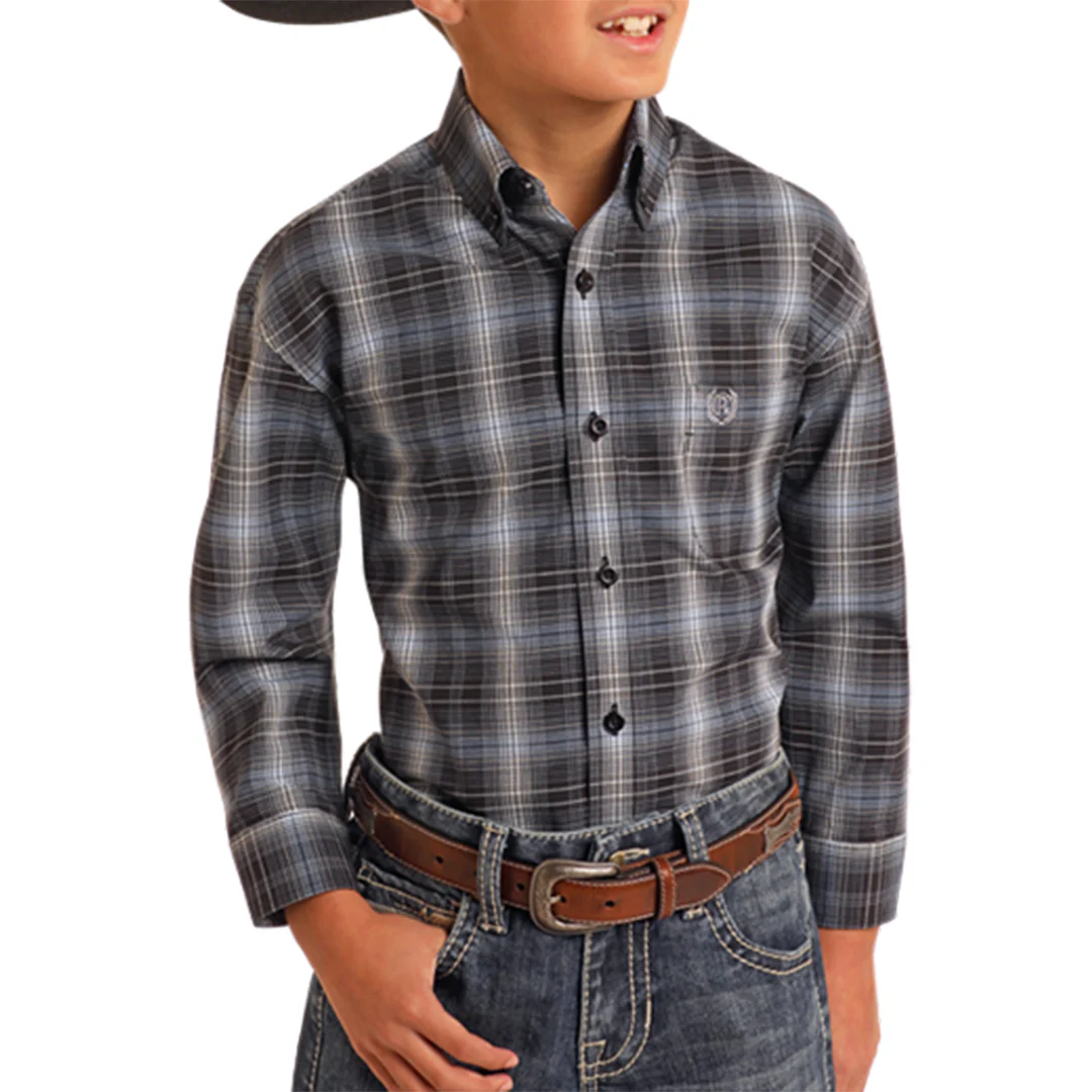 Panhandle Boys' Plaid Button Down Shirt