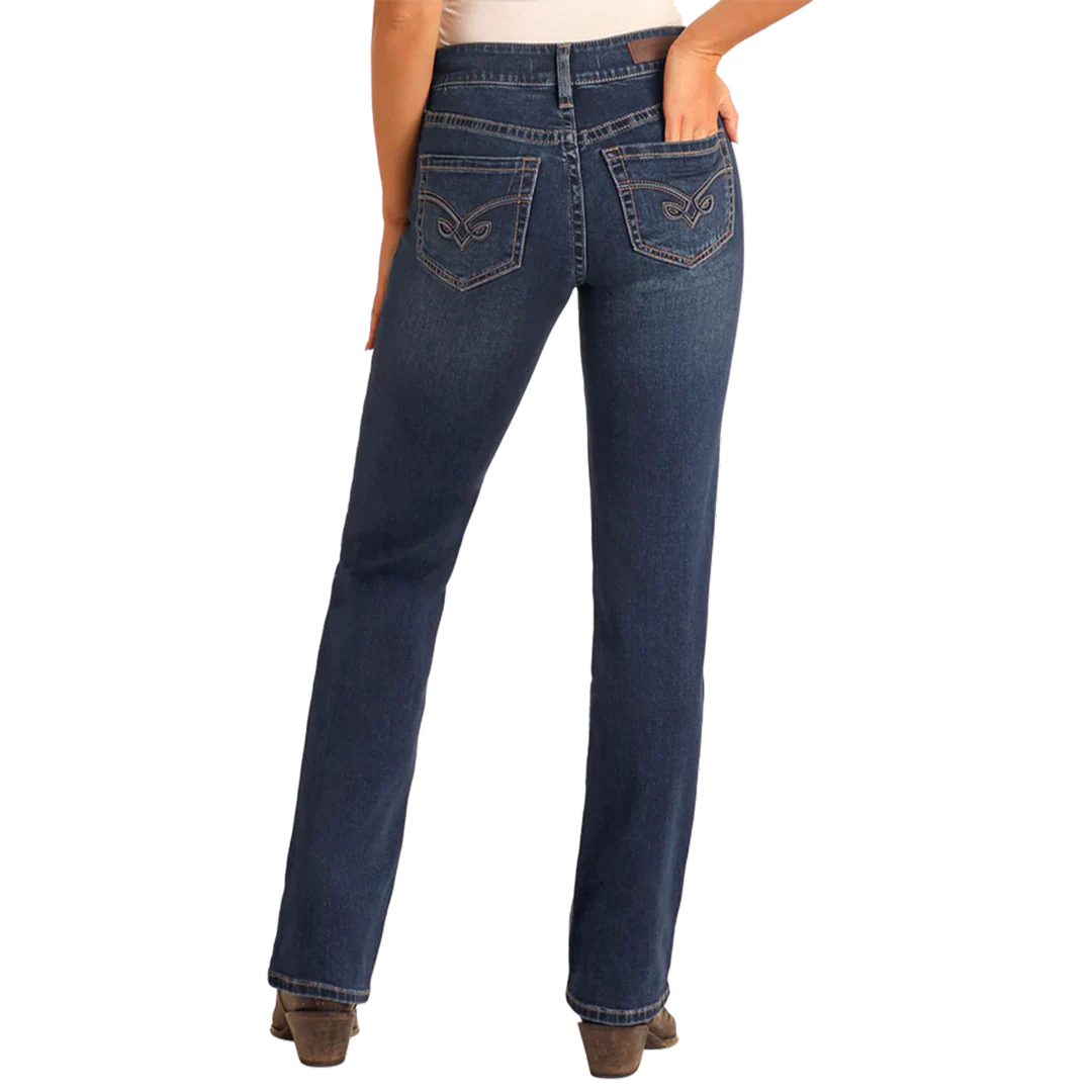 Rock & Roll Denim Women's Embroidery Modest Bootcut Jeans