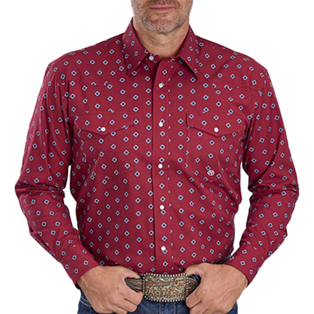 Roper Men's Amarillo Collection Diamond Print Long Sleeve Snap Shirt