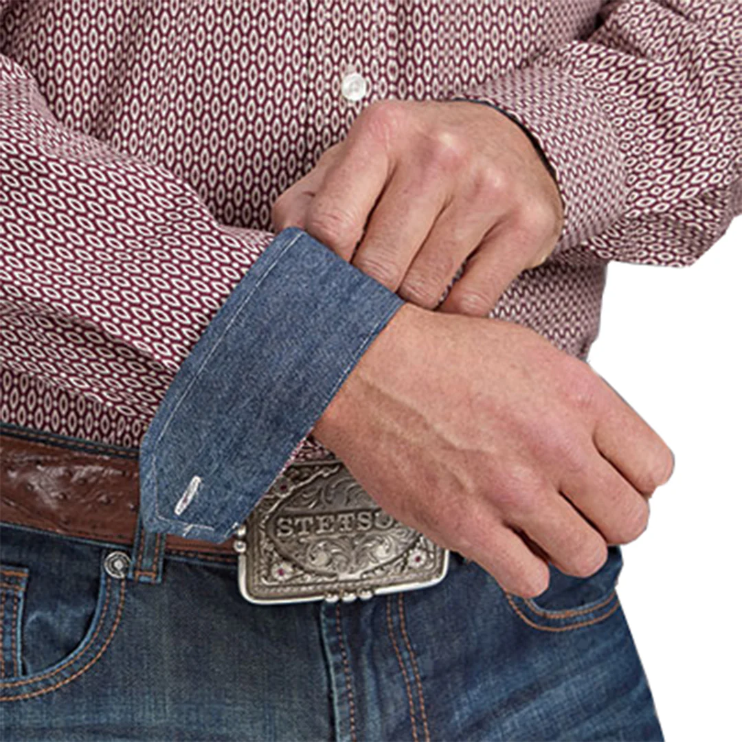 Stetson Men's Geometric Print Long Sleeve Button Shirt