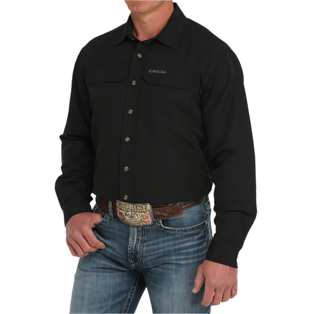 Cinch Men's Solid A-Flex Long Sleeve Button Shirt