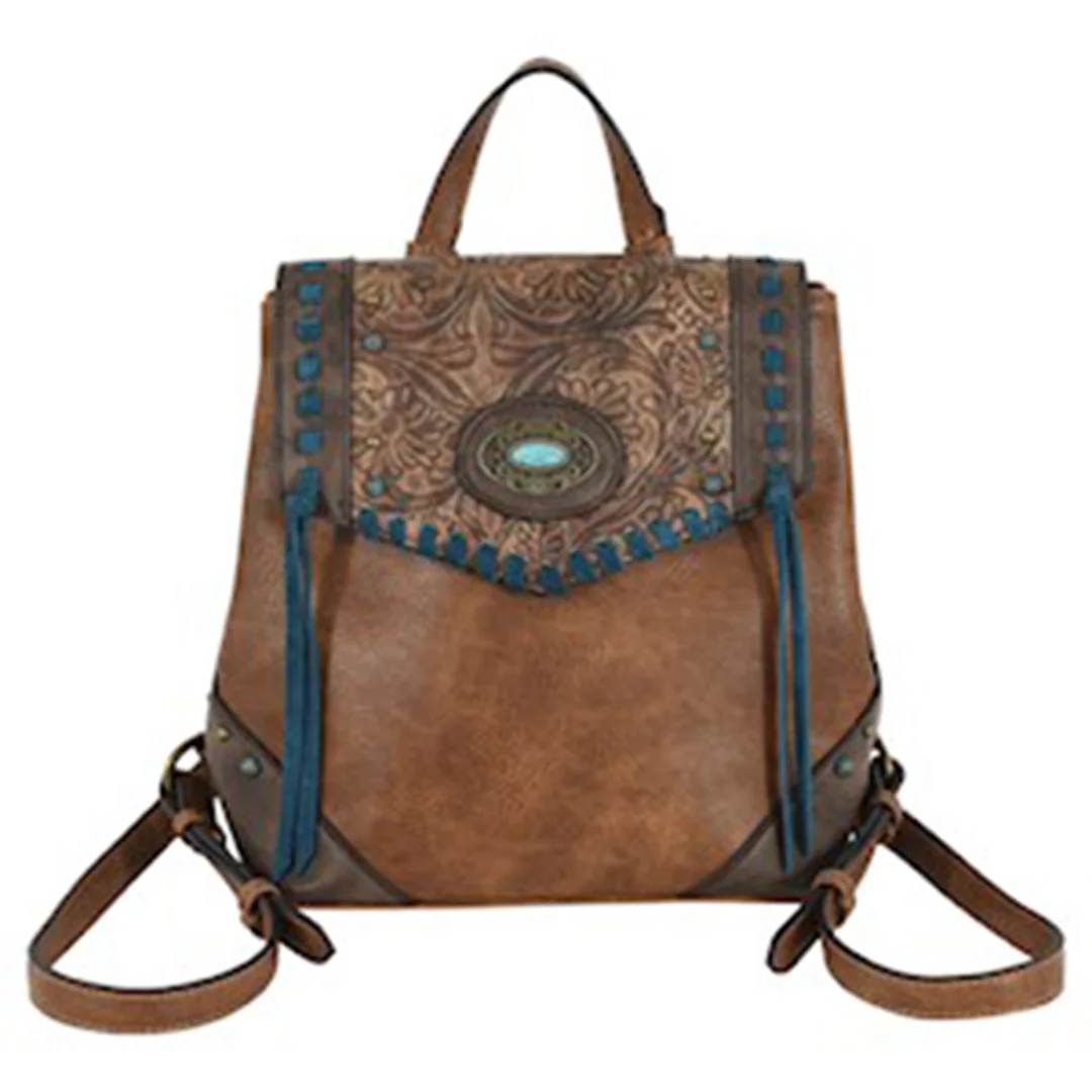 Justin Women's Back Pack With Tooling Pattern Accents