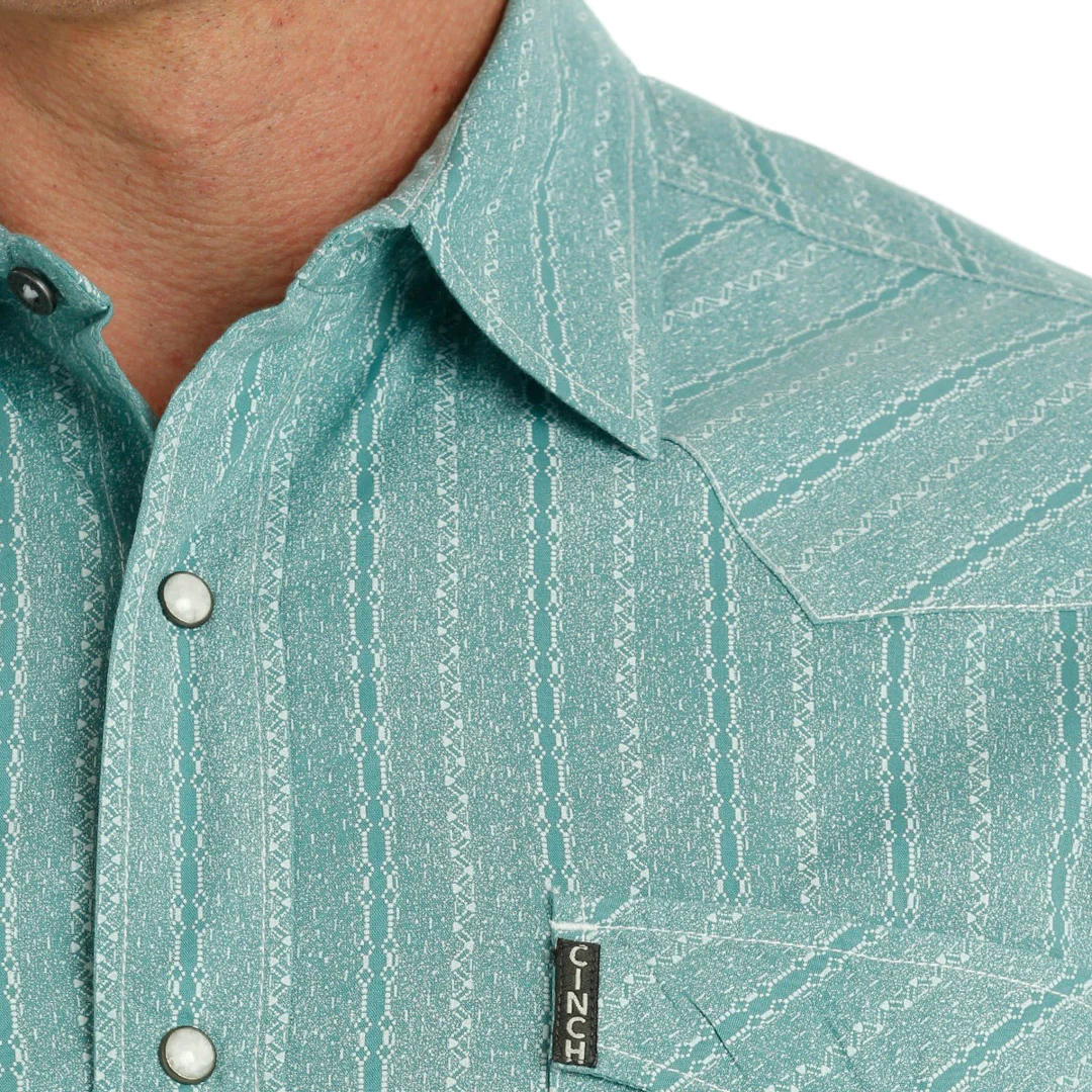 Cinch Men's Modern Fit Pattern Snap Shirt In Turquoise