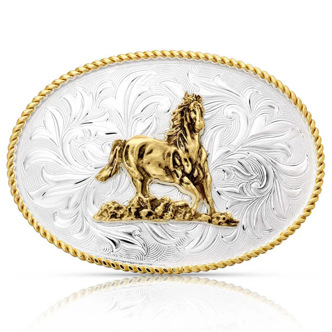 Montana Silversmiths Rosebud Legacy Buckle with Galloping Horse