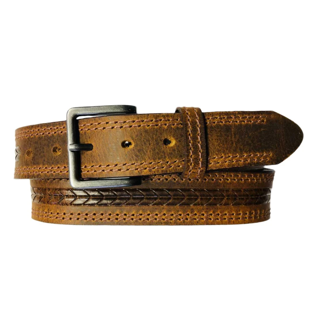 Cowboy Collection Men's Arrow Embossed Leather Belt