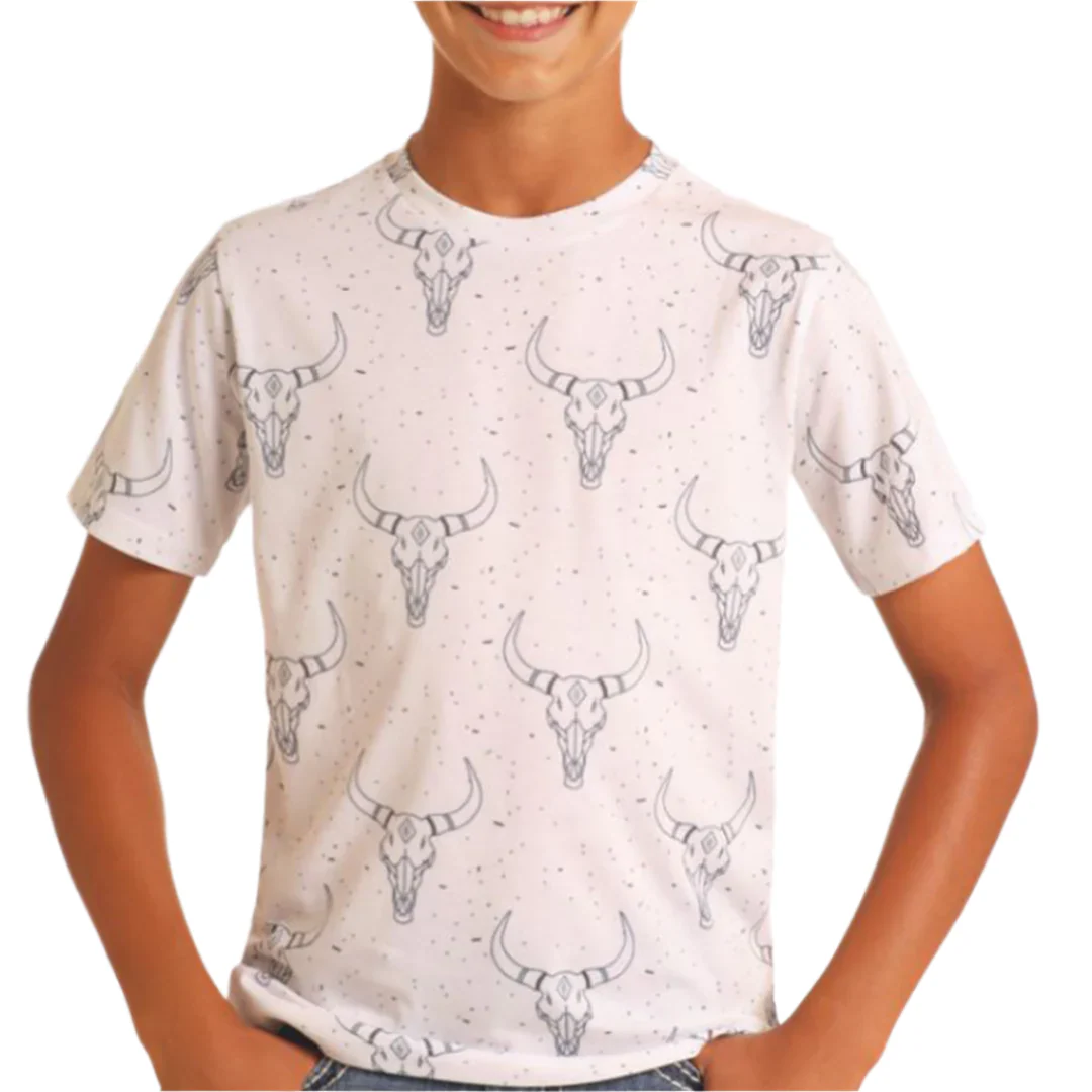 Rock & Roll Denim Boys' All Over Print Longhorn Graphic T-Shirt