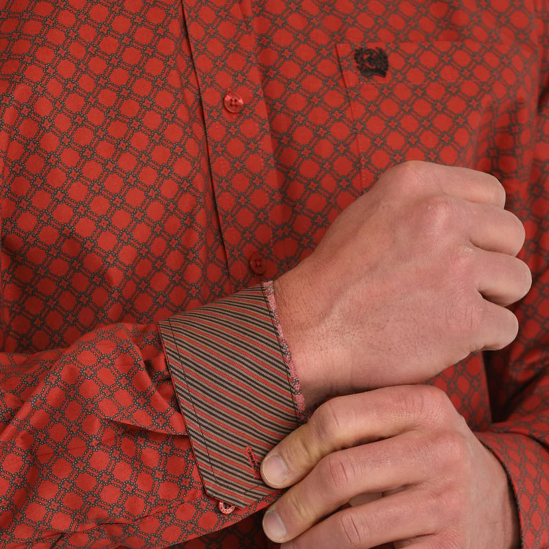 Cinch Men's Diamond Print Long Sleeve Button Shirt