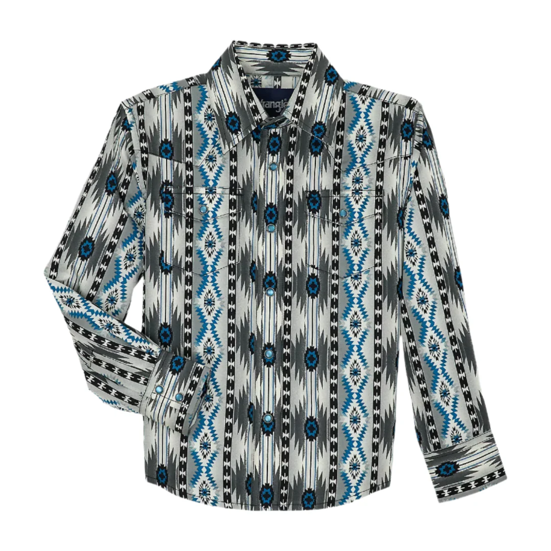 Wrangler Boys' Checotah Aztec Long Sleeve Snap Shirt