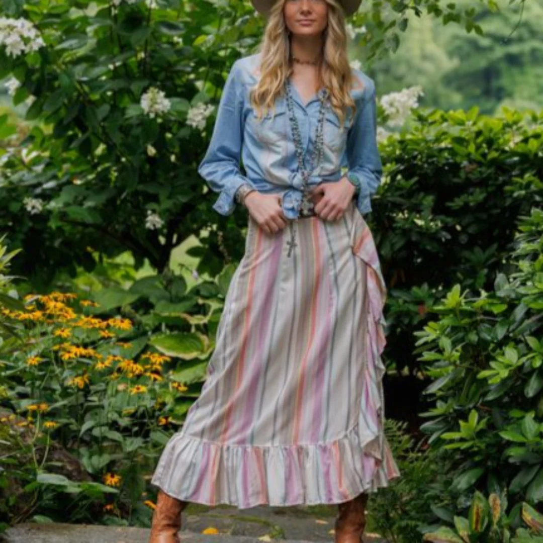 Tasha Polizzi Women's Denim Lottie Long Sleeve Snap Shirt