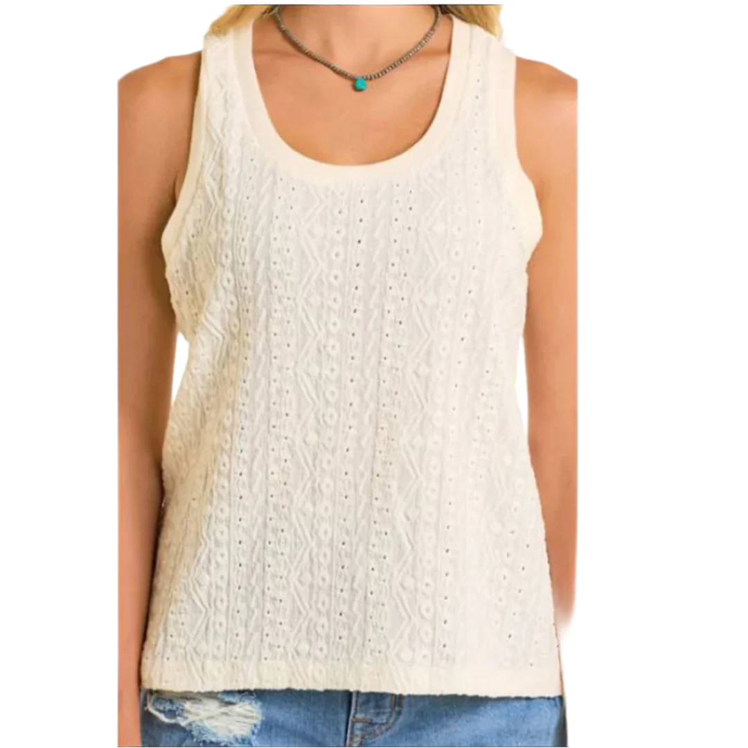 Rock & Roll Denim Women's Rased Detail Knit Tank Top