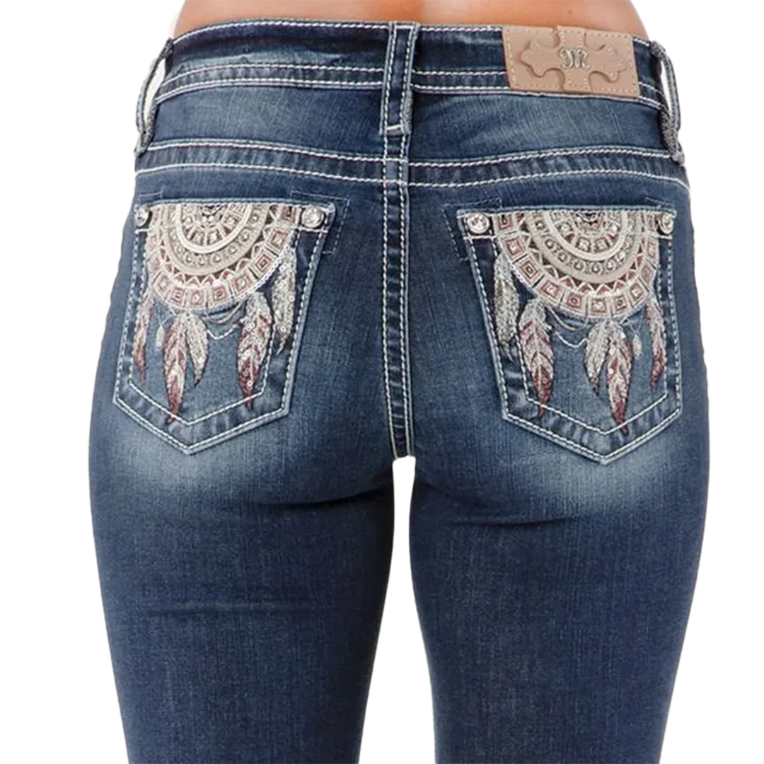 Miss Me Women's Mandala Feathers Bootcut Jeans