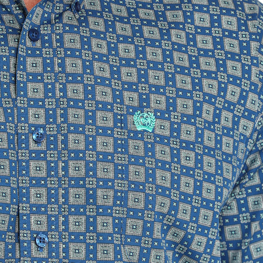 Cinch Men's Medallion Print Short Sleeve Button Shirt