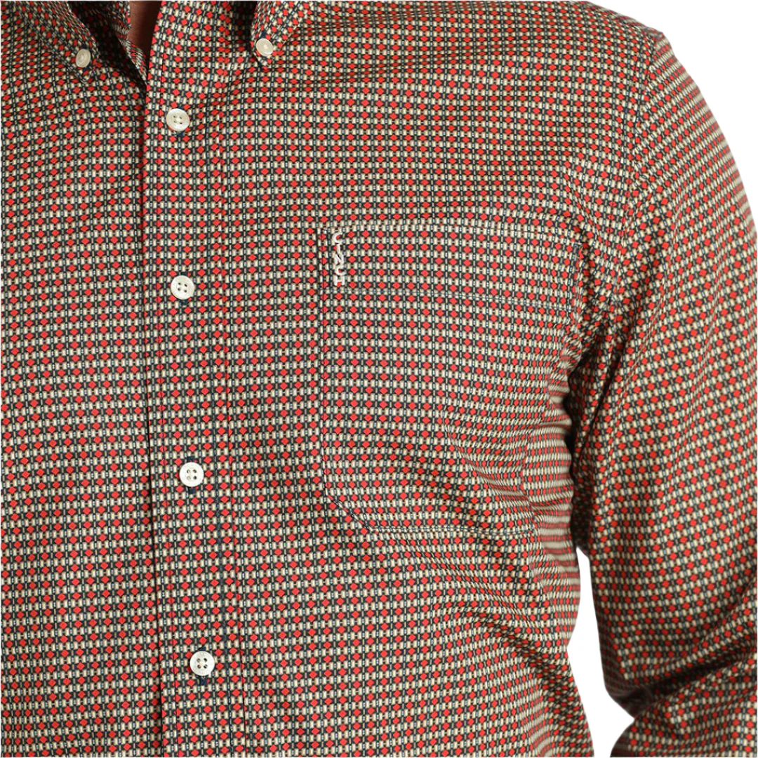 Cinch Men's Modern Fit Geometric Print Button-Down Shirt