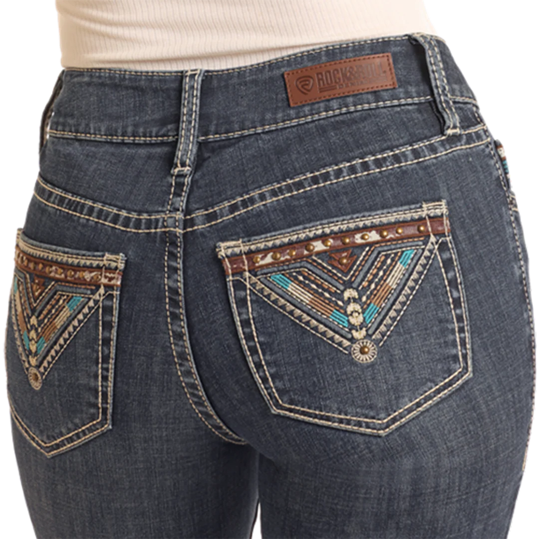 Rock & Roll Denim Women's Cowhide Embroidery Jeans