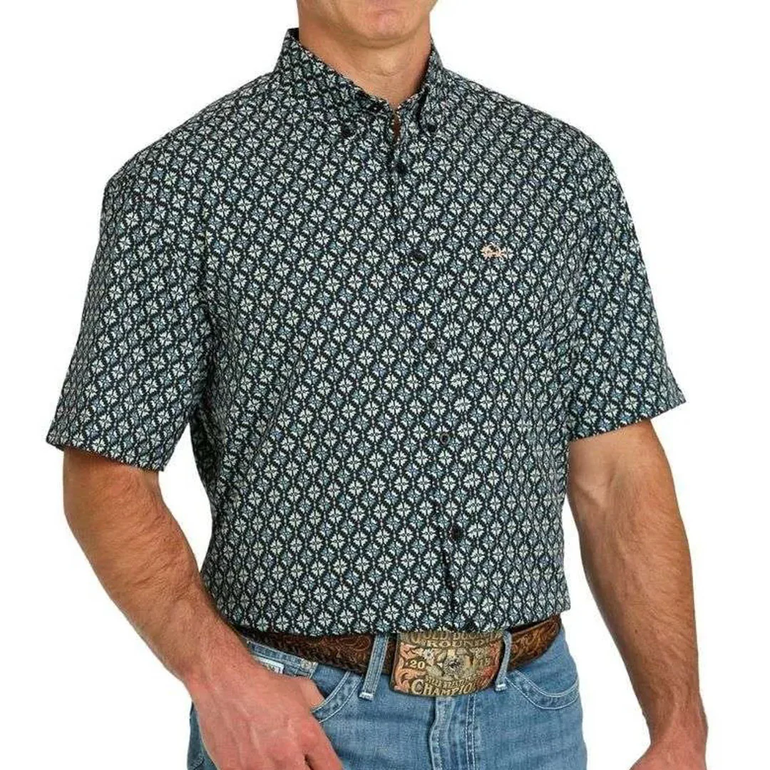 Cinch Men's ArenaFlex Geo Print Short Sleeve Button-Down