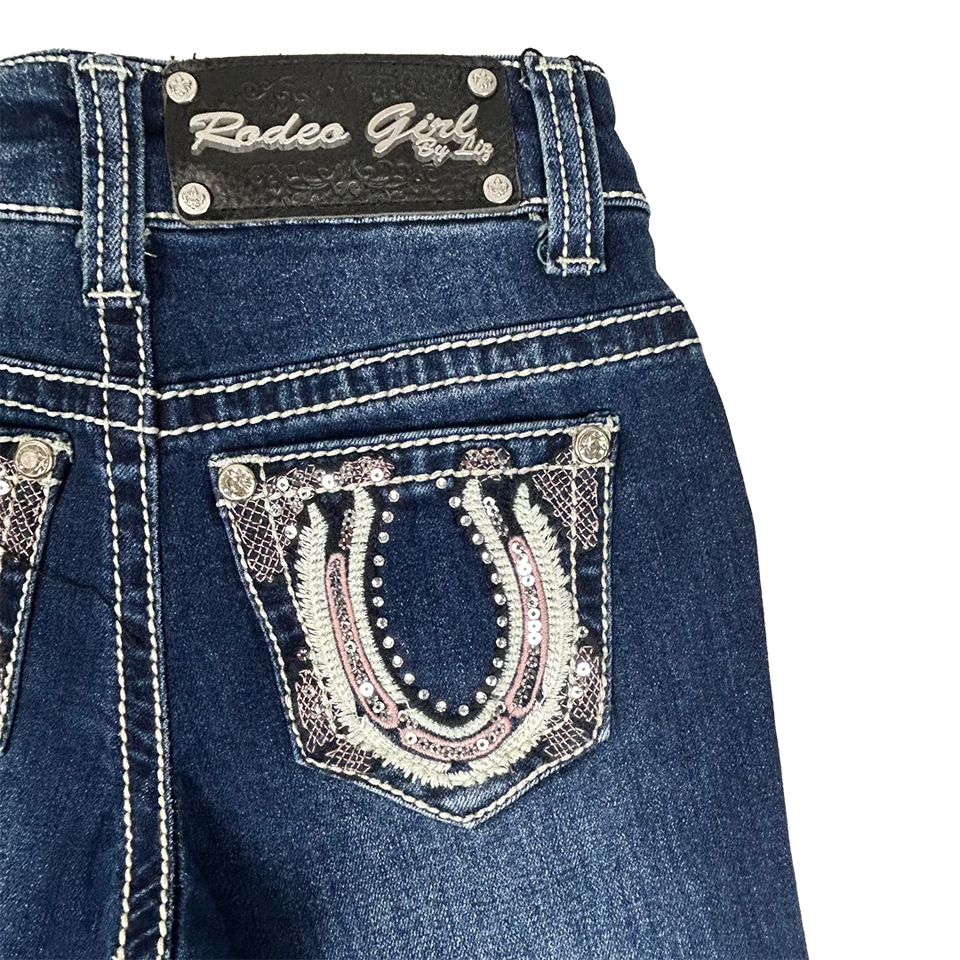 Rodeo Girl Girls' Horse Shoe Embroidery Bootcut Jeans