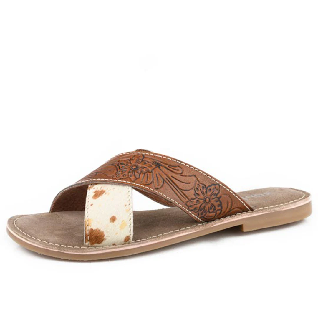 Roper Women's Tooled Cross Band Sandals