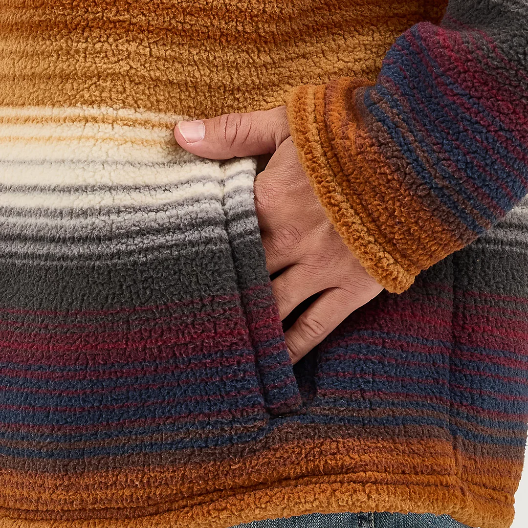 Wrangler Men's Striped Quarter-Zip Sherpa Pullover
