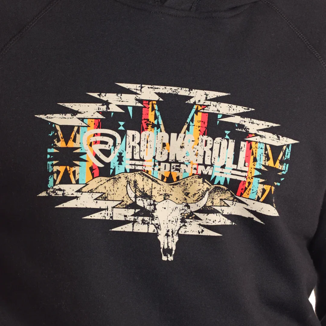 Rock & Roll Denim Unisex Aztec Skull Graphic Hoodie