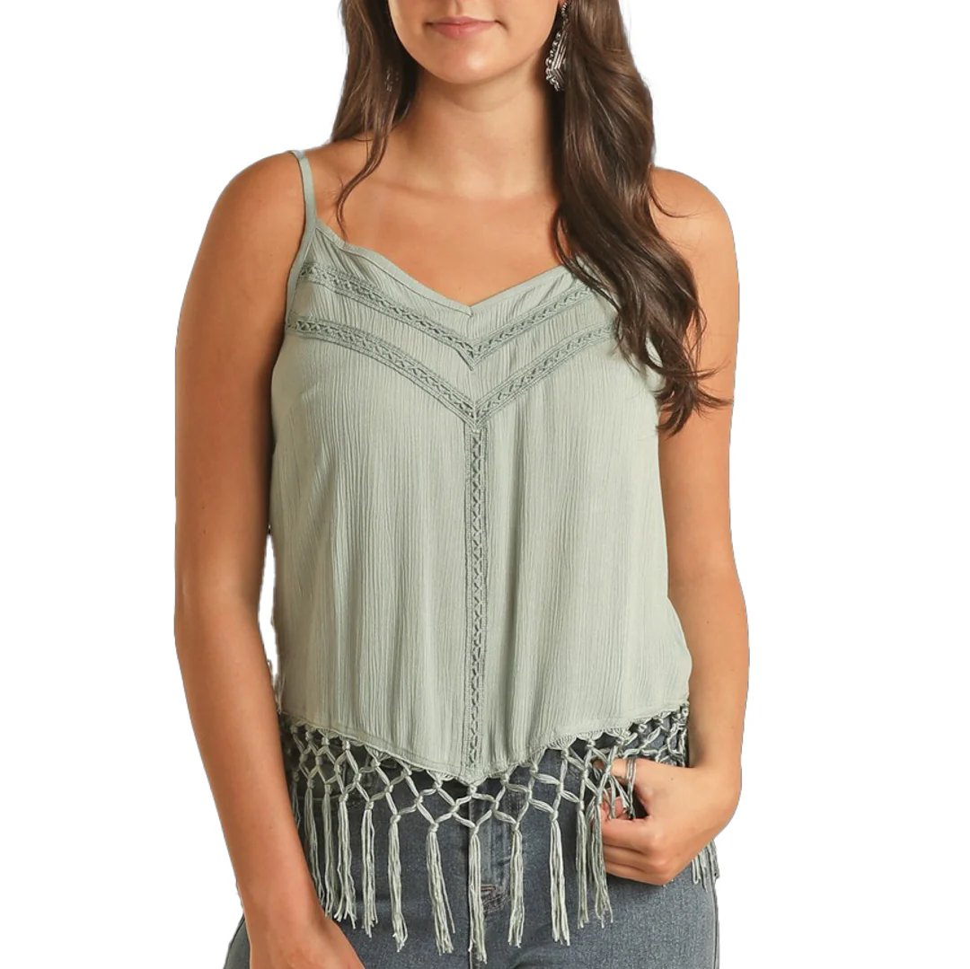 Rock & Roll Cowgirl Women's Lace Inset Tank Top