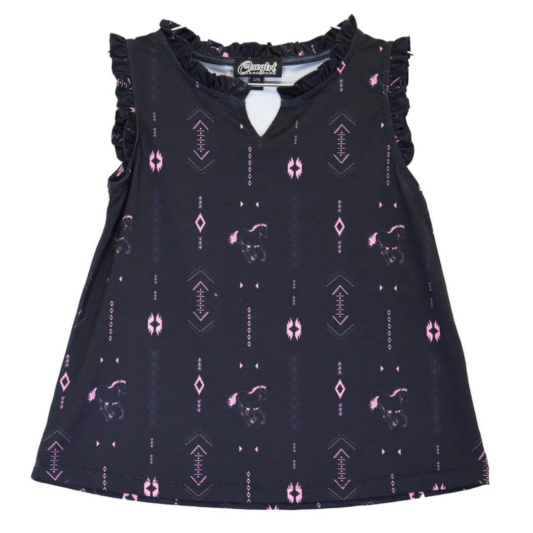 Cowgirl Hardware Girls' Horse And Aztec Tank