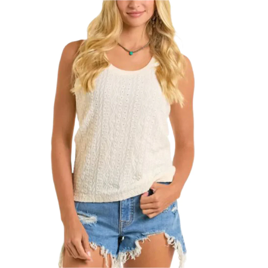 Rock & Roll Denim Women's Rased Detail Knit Tank Top