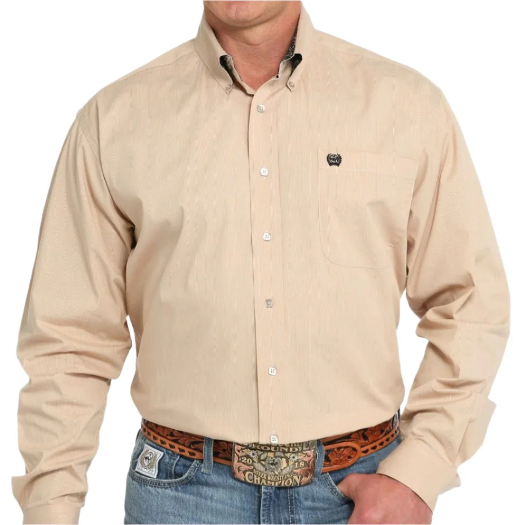 Cinch Men's  Microstrip Print Long Sleeve Button-Down Shirt