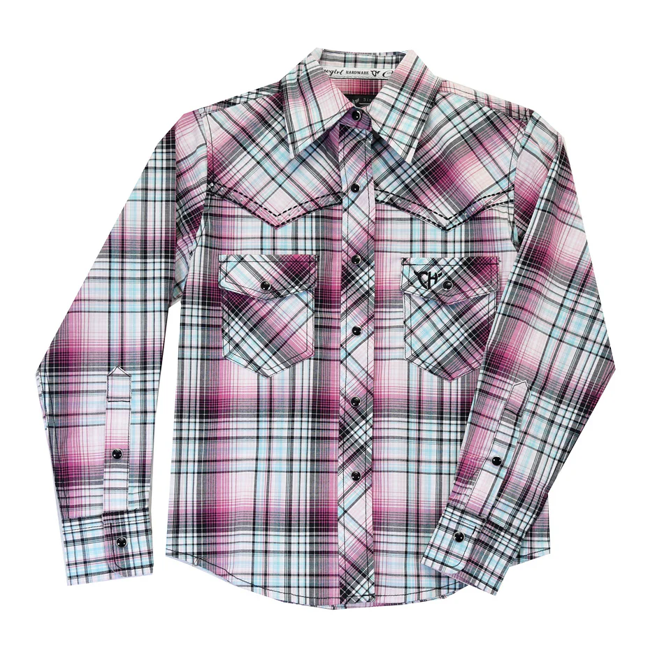 Cowgirl Hardware Girls' Plaid Shedua Western Snap Shirt