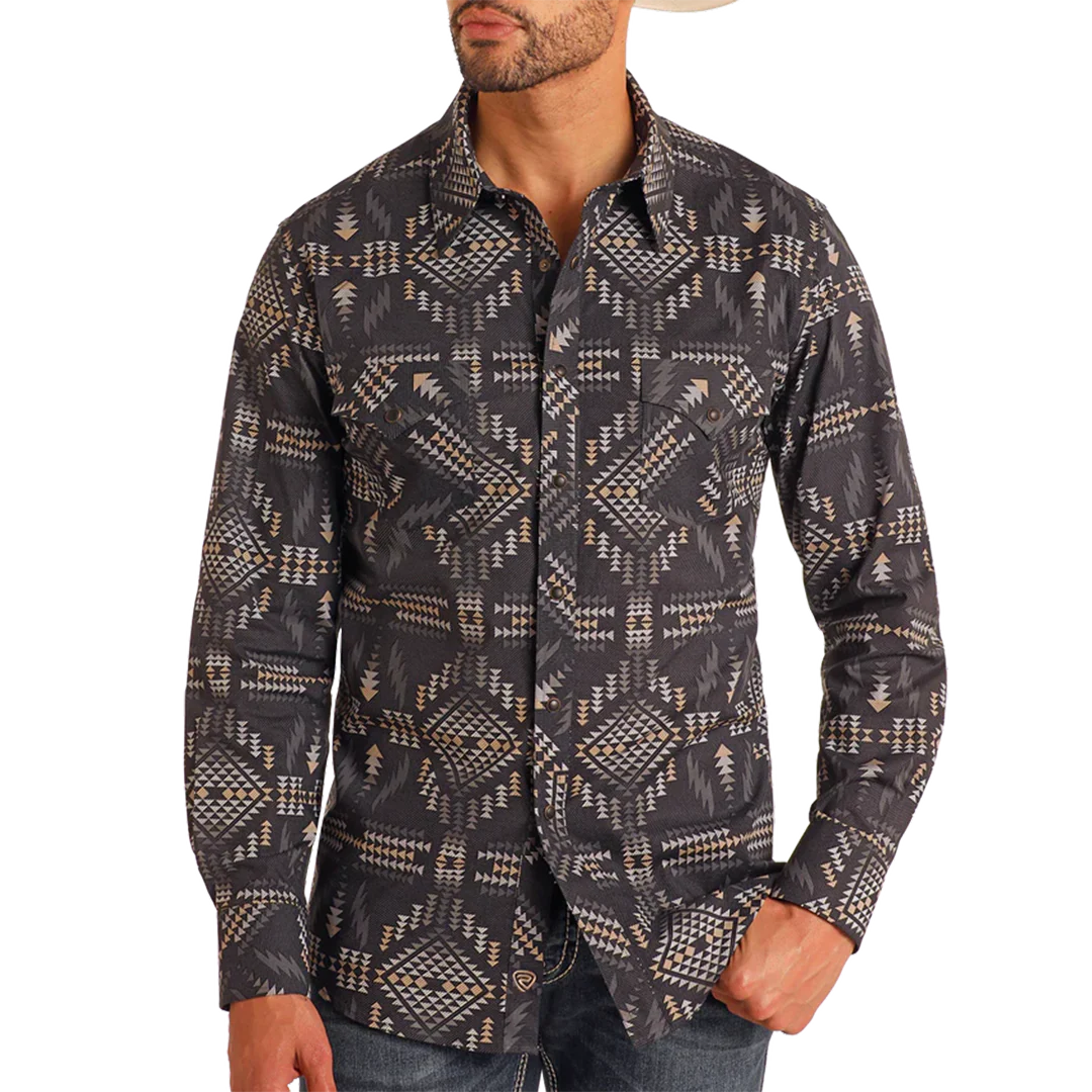 Rock & Roll Denim Men's Aztec Long Sleeve Snap Shirt