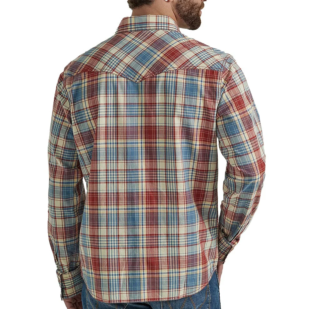 Wrangler Men's Retro Premium Western Snap Plaid Shirt in America
