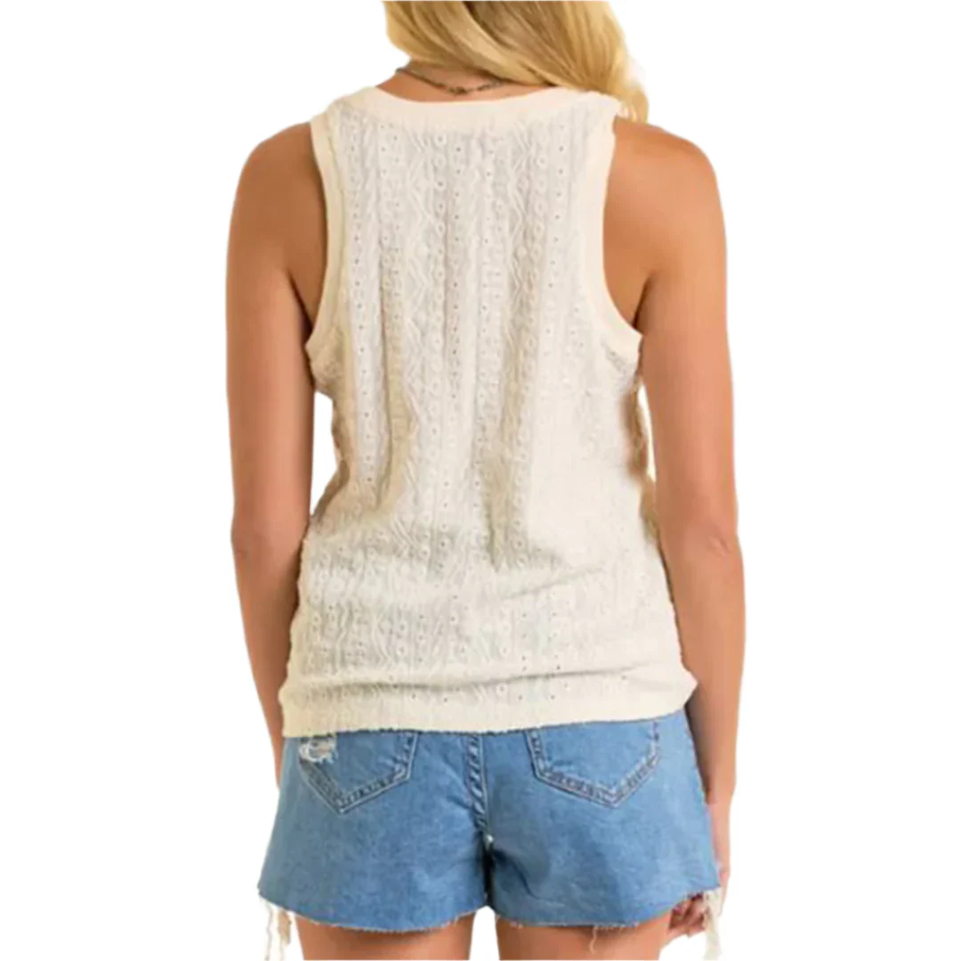 Rock & Roll Denim Women's Rased Detail Knit Tank Top