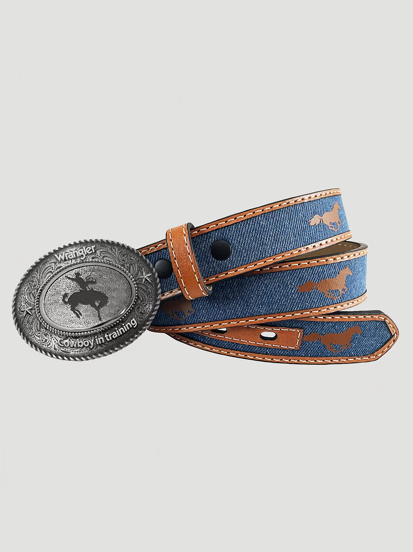 Boy's Denim Horses Buckle Belt