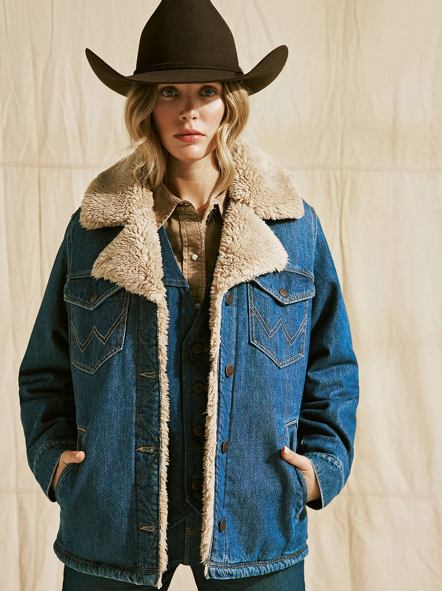 Women's Western Sherpa Lined Denim Range Coat