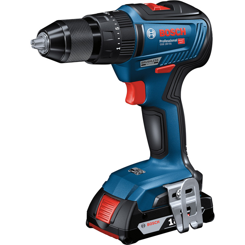 Bosch 18V Brushless Combi Drill GSB 18V-55 2 x 2.0Ah
