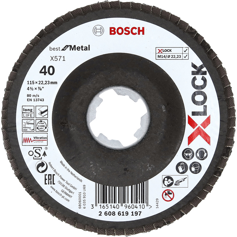 Bosch Angled Flap Disc 115mm x 40G X-LOCK