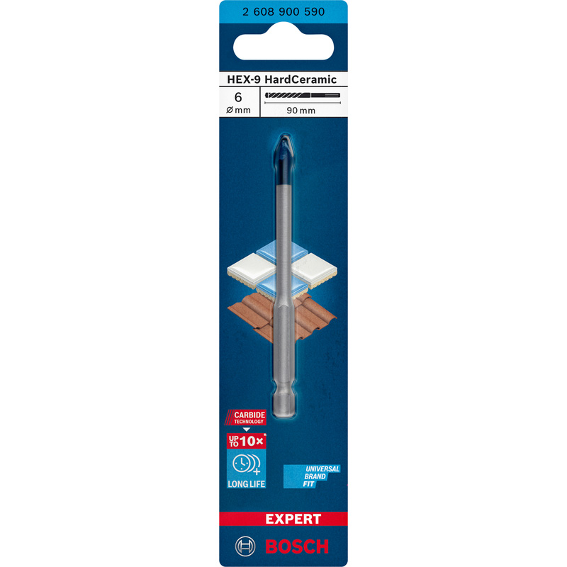 Bosch Expert HEX-9 Hard Ceramic Tile Drill Bit 6 x 90mm