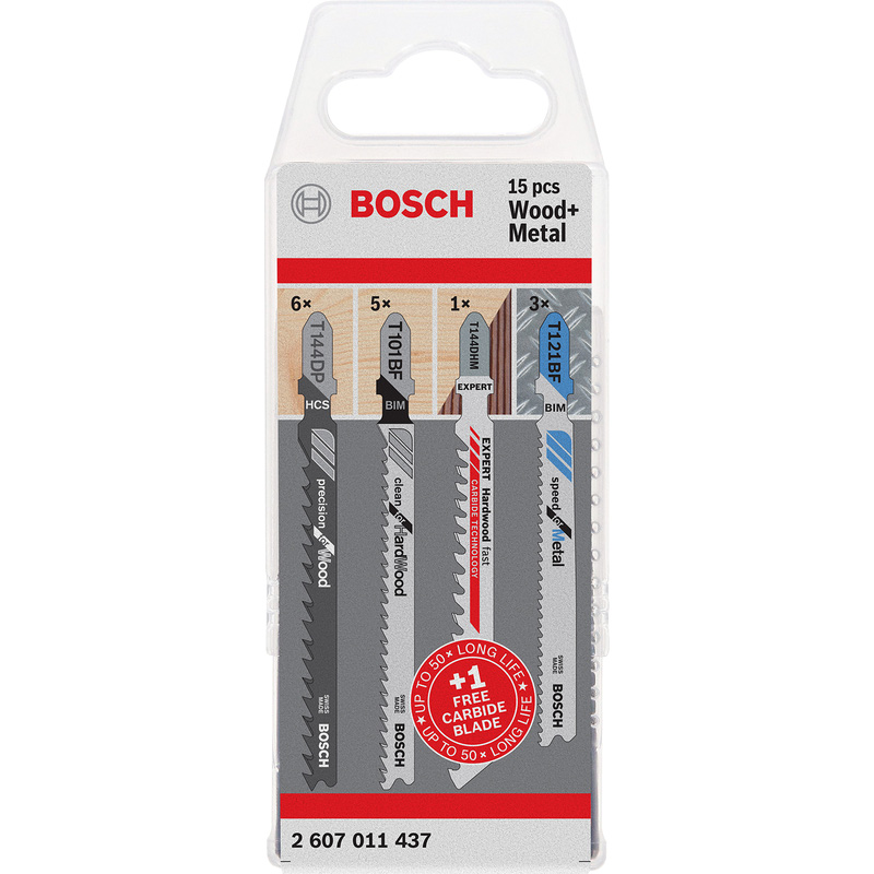 Bosch 15 Piece Mixed Wood and Metal Jigsaw Blade Set