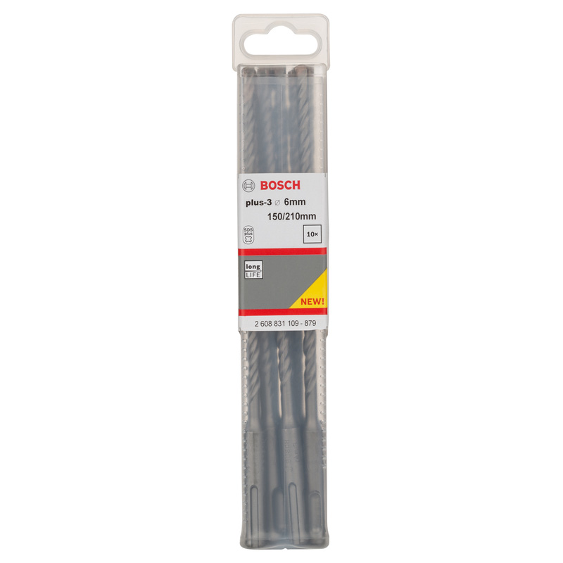 Bosch SDS Plus Hammer Drill Bit 6 x 210mm 10 Pack