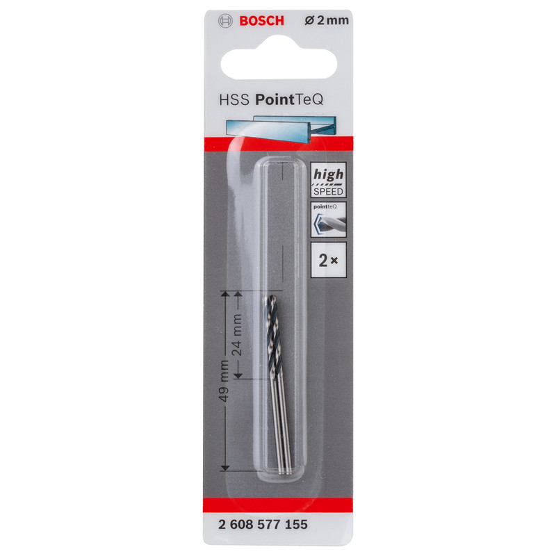 Bosch PointTeQ HSS Metal Drill Bit 2.0mm