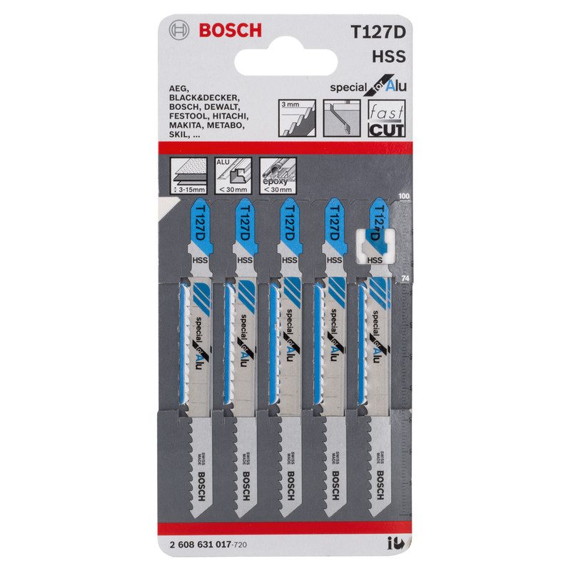 Bosch Bayonet Jigsaw Blade T127D Aluminium