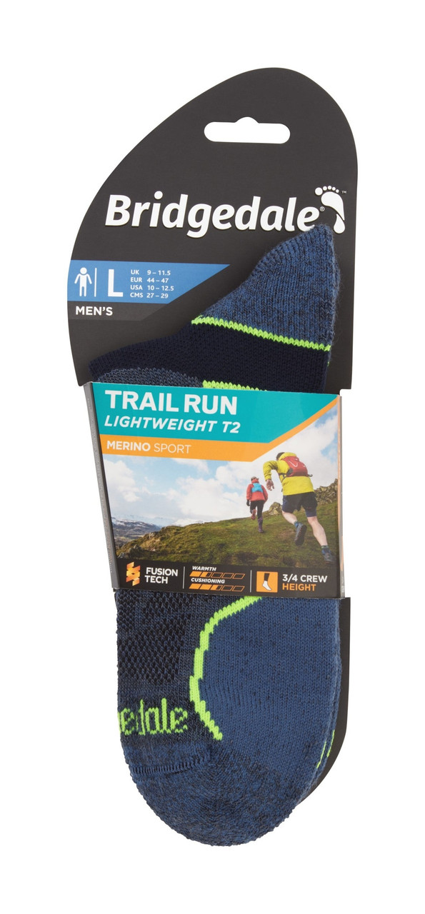 Bridgedale Trail Run Lightweight T2 Merino Sport 3/4 Crew Socks - Men's