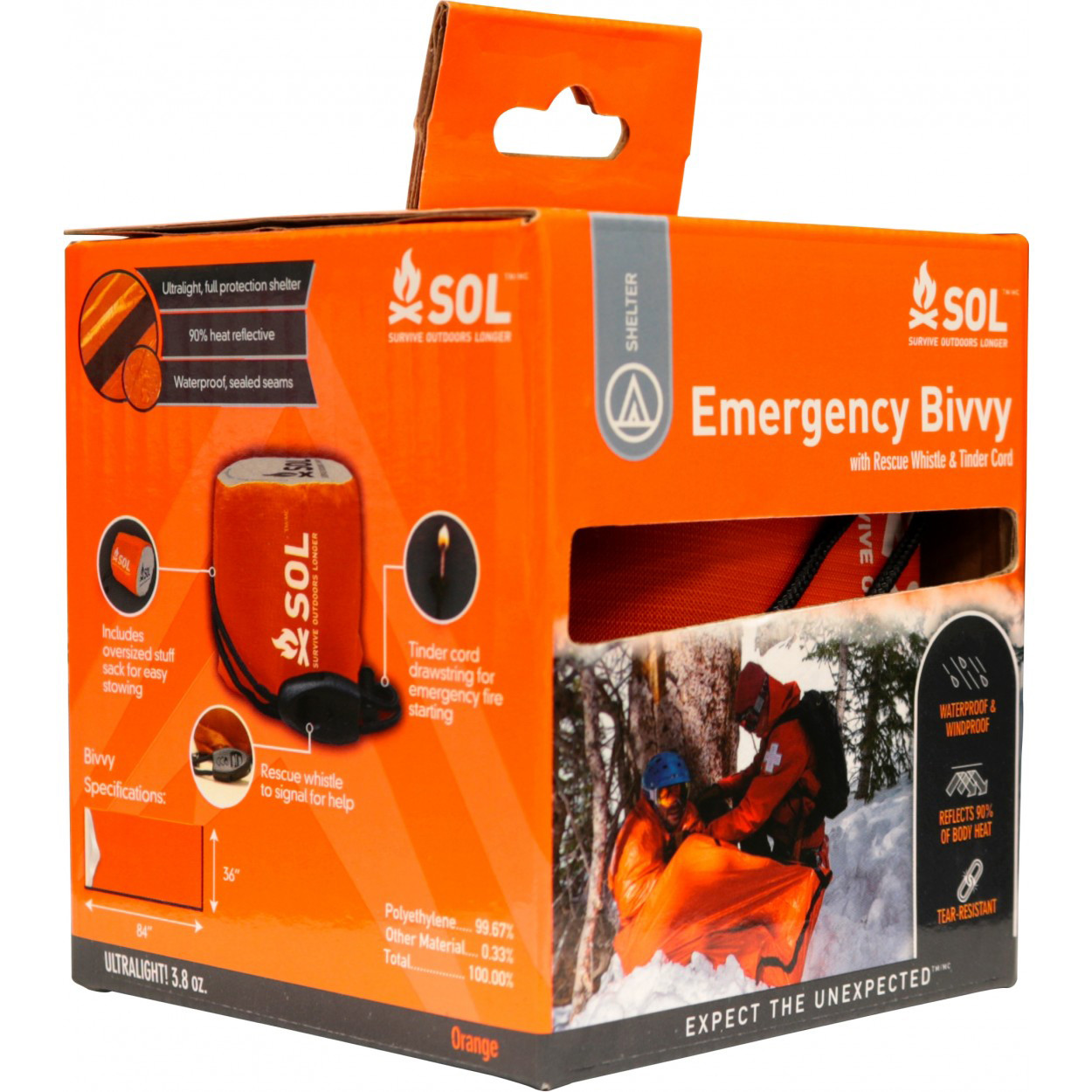 Survive Outdoors Longer Emergency Bivvy XL w/Rescue Whistle