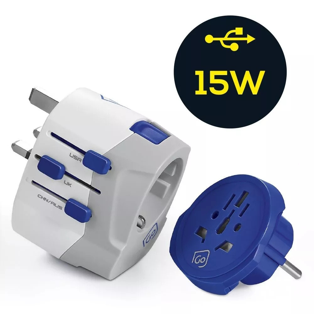 Go Travel Worldwide Travel Adapter with USB-A  & USB-C