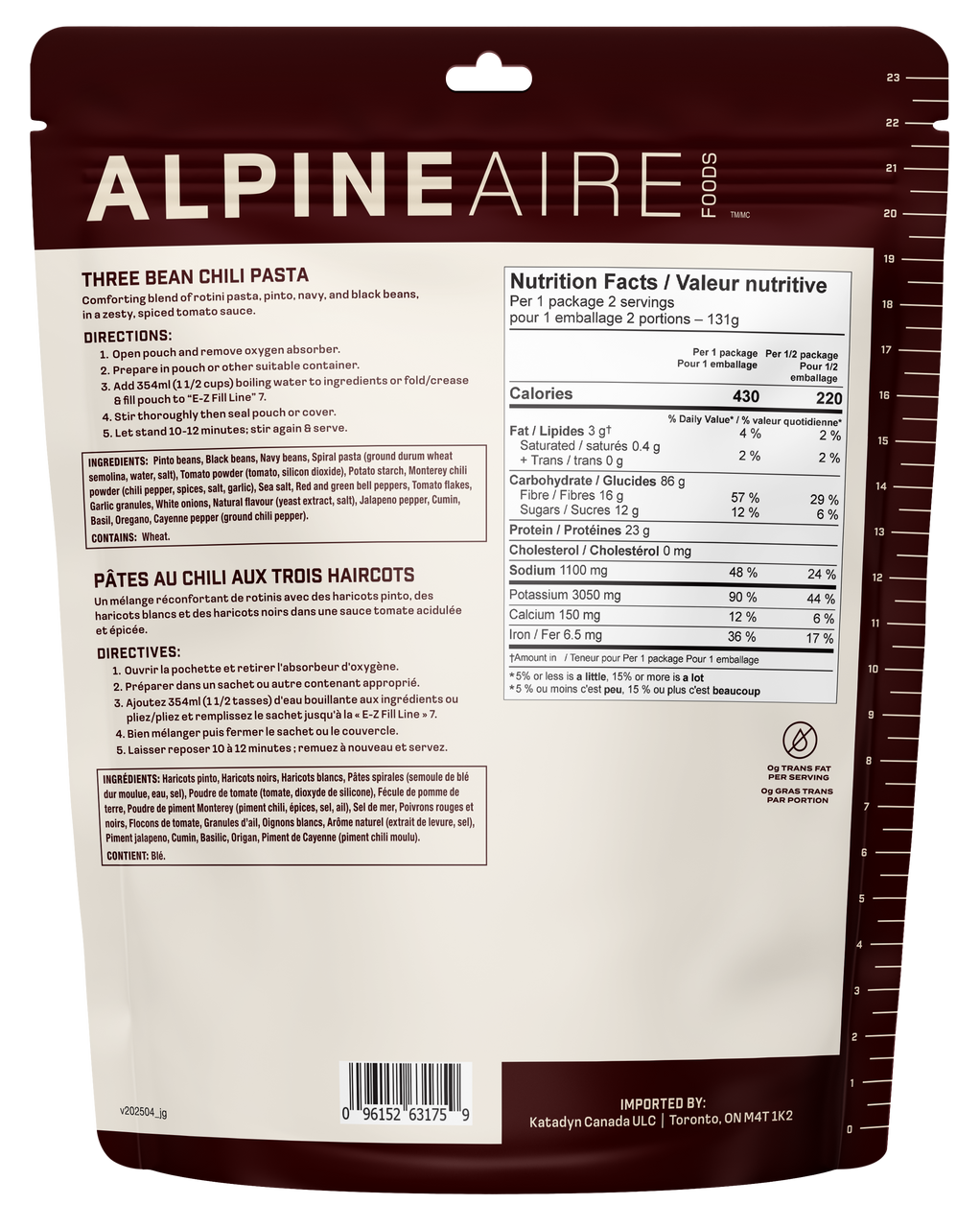 AlpineAire Three Bean Chili Pasta