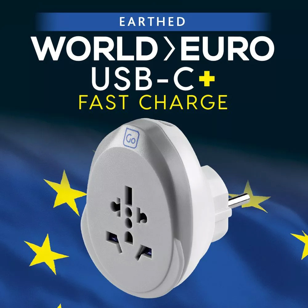 Go Travel World to EU with USB-C Travel Adapter (25W)
